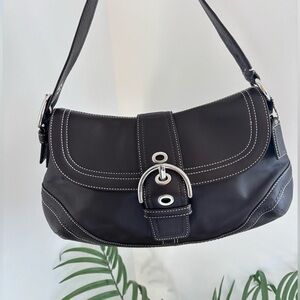 Coach Soho Flap Vintage Y2K Dark Brown Leather with Contrast Stitching